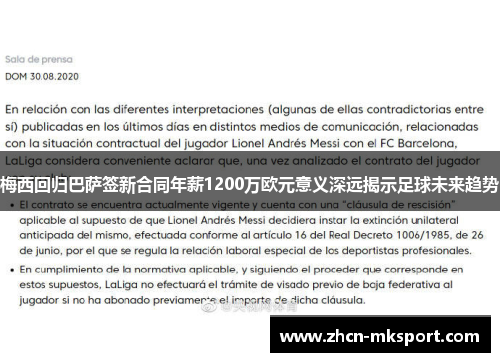 梅西回归巴萨签新合同年薪1200万欧元意义深远揭示足球未来趋势